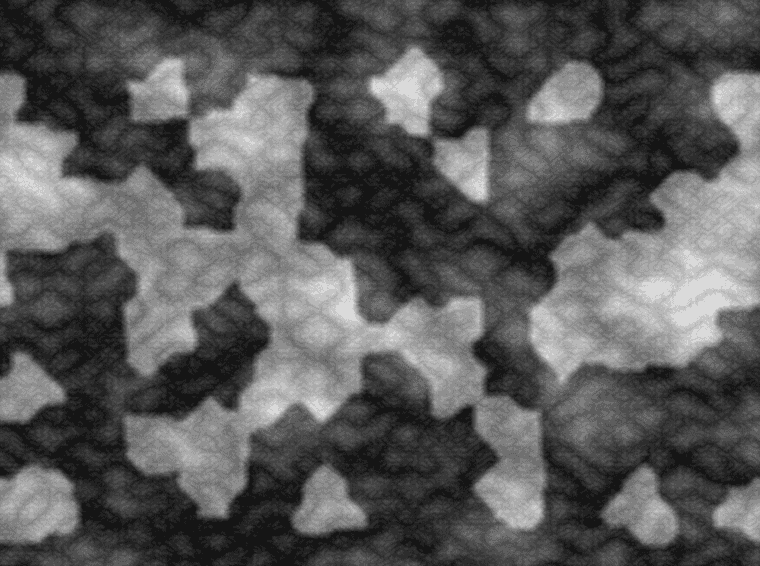 Layering noise functions grey with random walk and resizing map